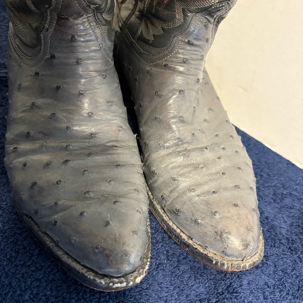 Vintage Tony Lama El Rey Gray Full Quill Ostrich Cowboy Boots Leather Mens 9.5 E - Picture 6 of 8